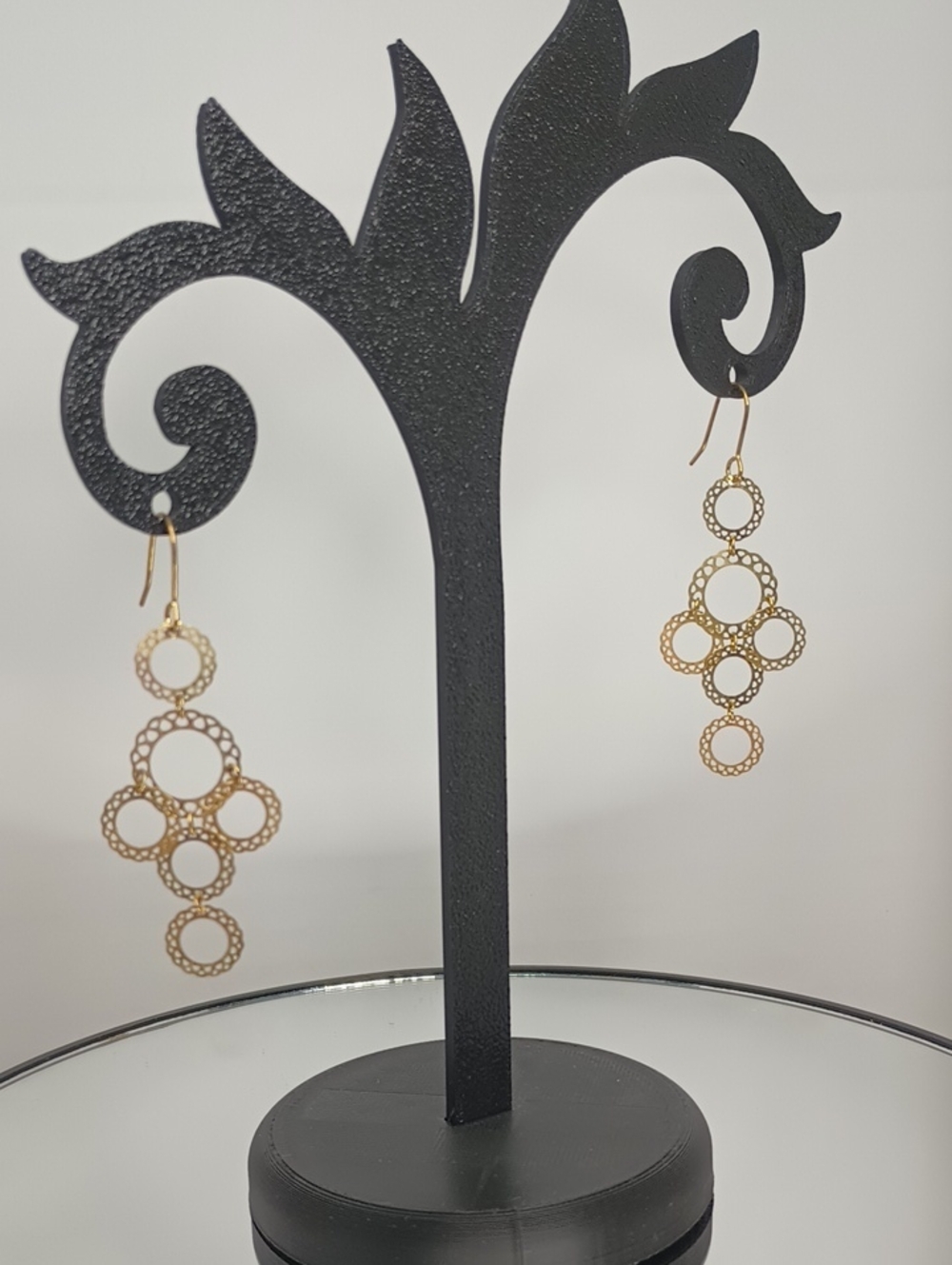 Gold  Toned Multi-Circle Drop Earrings - Elegant Women’s Jewelry